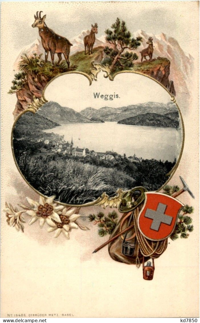 Weggis - Litho - Prägekarte - Weggis