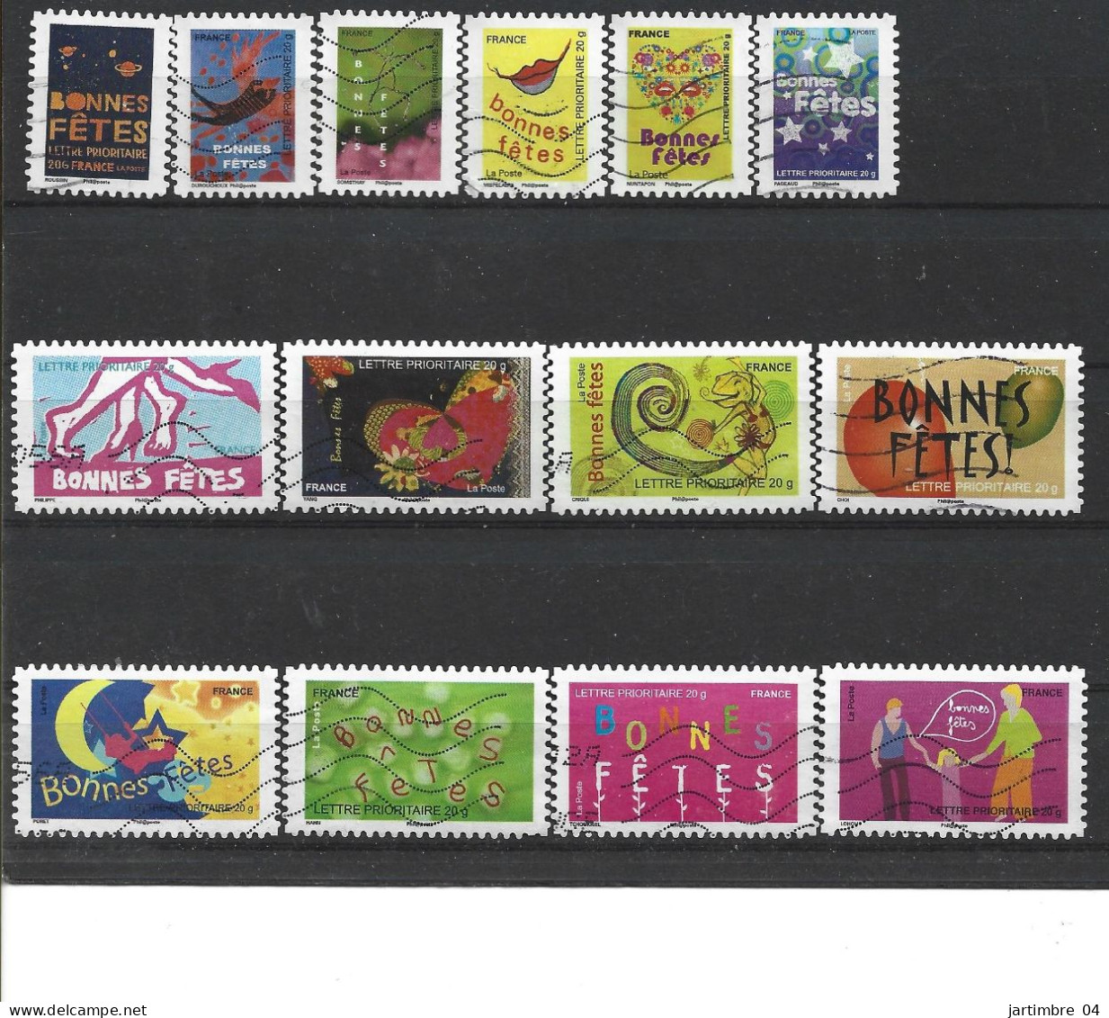 2008 FRANCE Adhesif 239-52 Ou 4308-21 Oblitérés, Bonnes Fêtes, Série  Complète - Usados