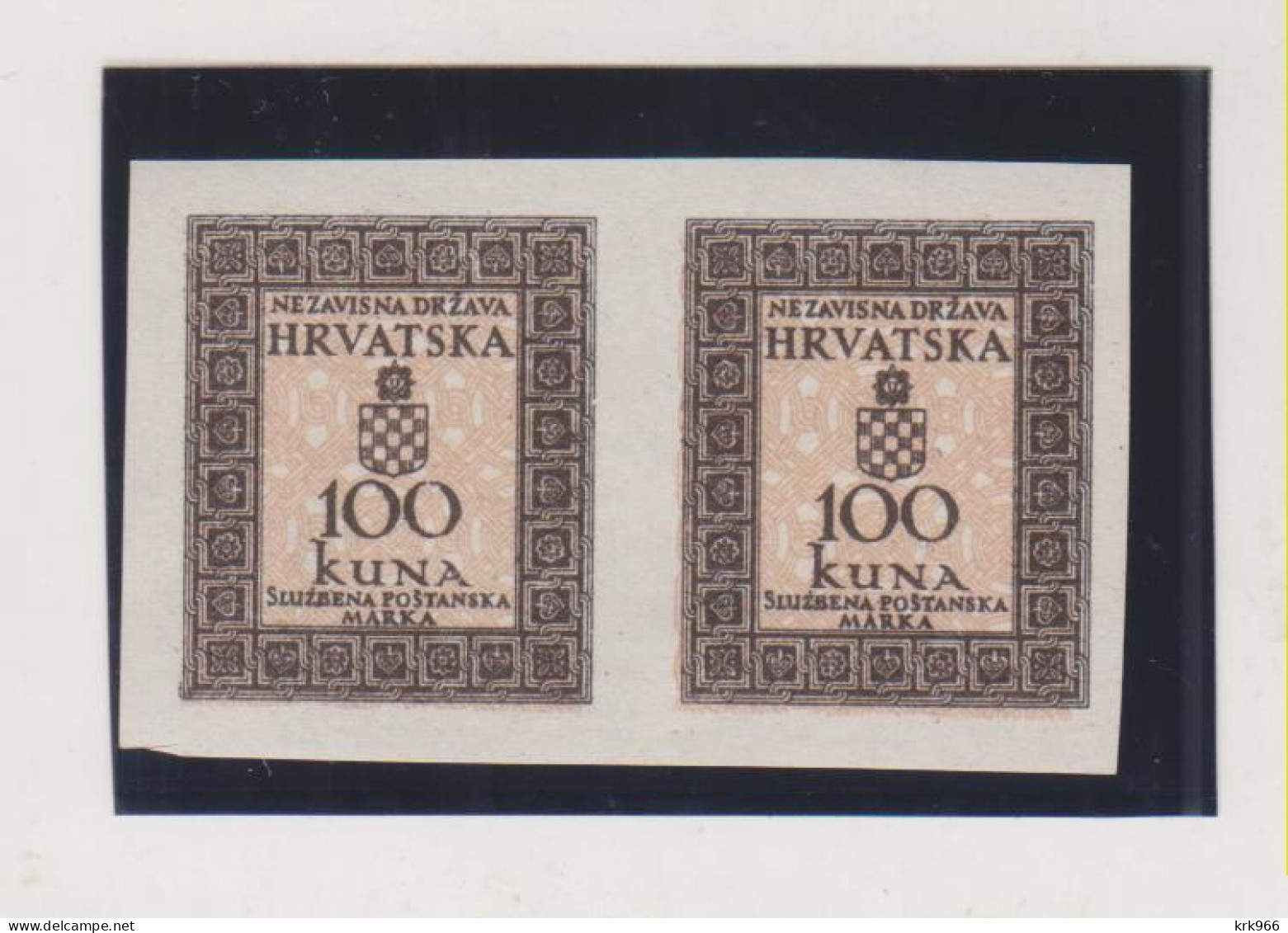 CROATIA WW II  , 100 Kn  Official Nice Proof Breakthrough Printed Pair  MNH - Kroatien