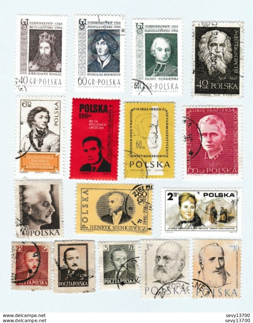 Pologne Lot De 26 Timbres - Personnage Politique, Scientifique, église, Théatre .. - Sammlungen