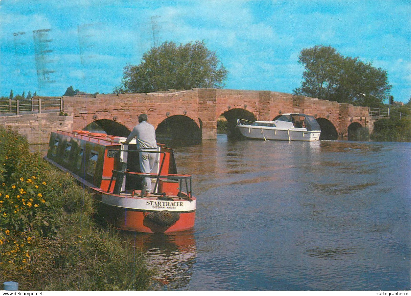 Navigation Sailing Vessels & Boats Themed Postcard Eckington Bridge River Avon - Voiliers