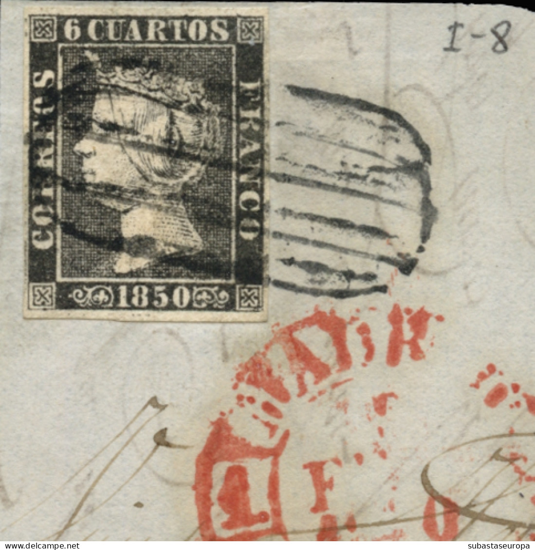 Ø 1. Mat Parrila De Madrid. Sobre Fragmento De Carta. Lujo. - Used Stamps