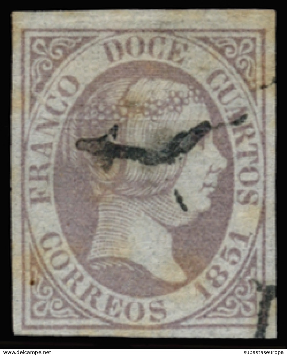 Ø 7. 12 Reales. Amplios Márgenes. Araña Borrada Parcialmente. Marquillado. Examinar. Cat. 170 €. - Oblitérés