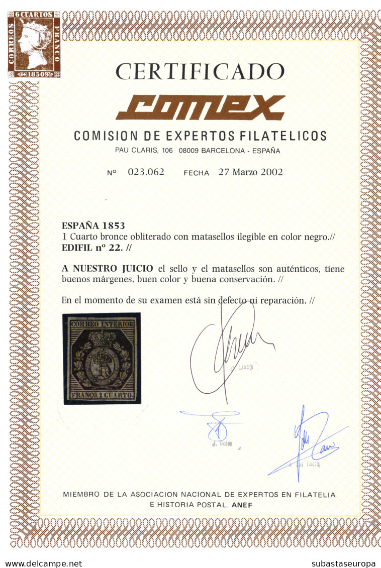 Ø 22. 1 Cto. Matasellos Ilegible. Aspecto De Nuevo. Certificado COMEX. Cat. 700 €. - Gebraucht