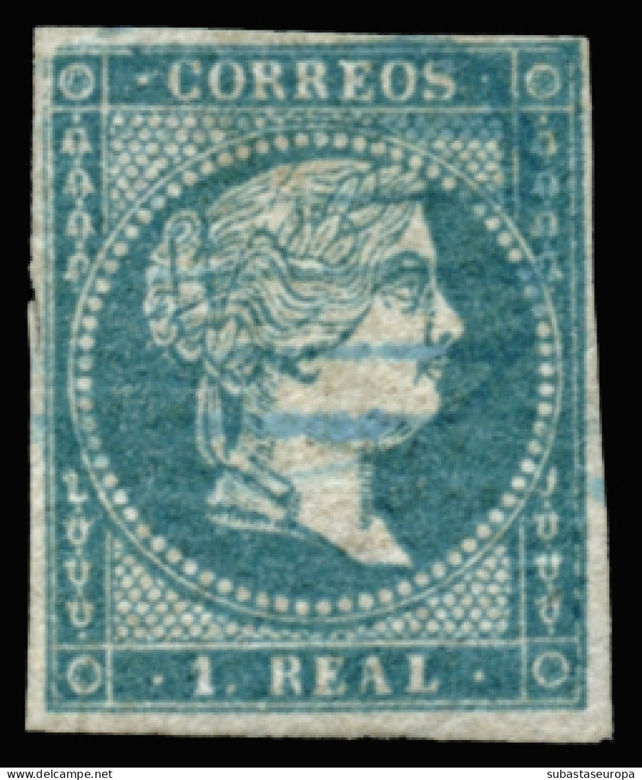 Ø 45. 1 Real. Mat. Parrilla Azul. Cat. +170 €. - Used Stamps