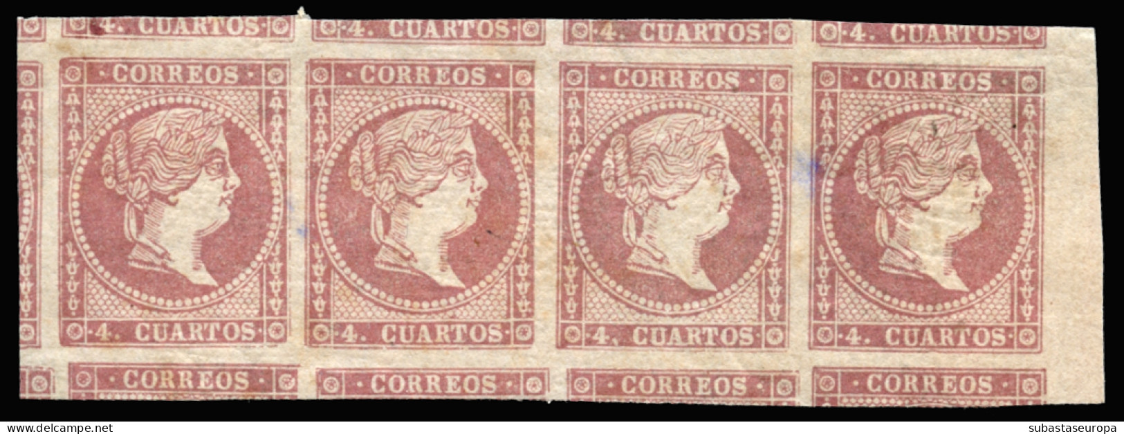 * 48. 4 Ctos. Tira De 4. Ligera Mancha En El Frente. Cat. 540 €. - Unused Stamps