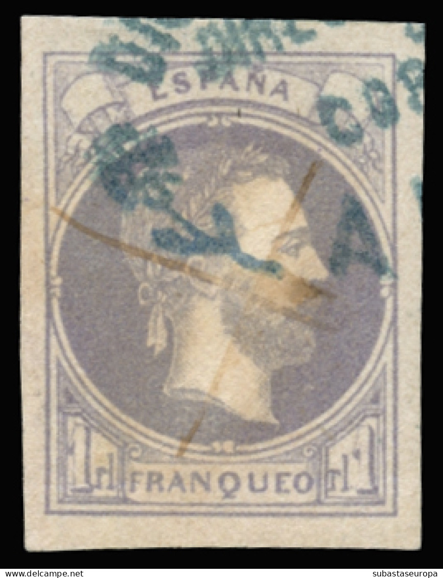 Ø 158. Correo Carlista. Mat. Azul "Dirección General De Correos De Álava" Y Aspas De Tinta. Marquillado. Cat. 400 €. - Carlisti