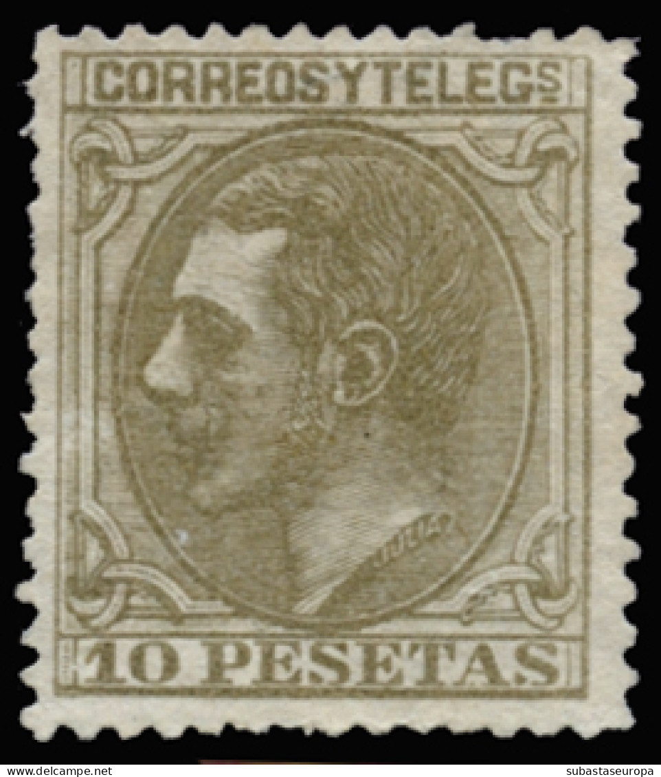 (*) 209. Alfonso XII. 10 Ptas. Reparado. Dentado Superior Un Diente Corto. Bien Centrado. Cat. 1650 €. - Neufs