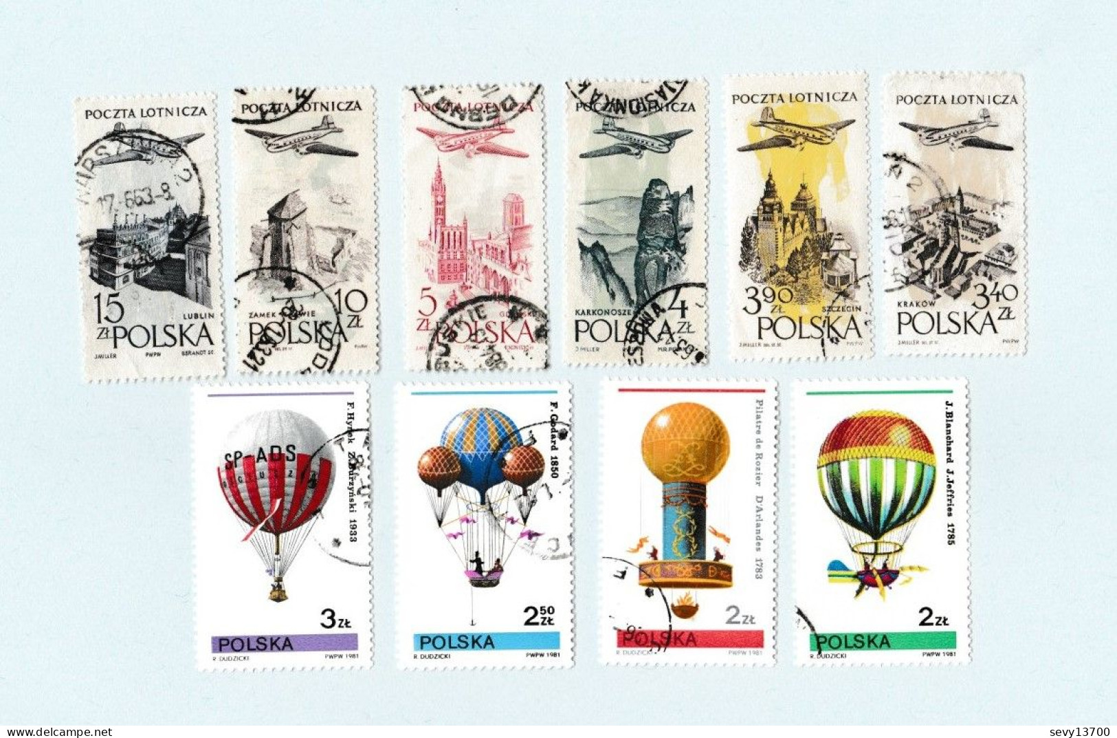 Pologne Lot De 40 Timbres Sur L'espace L'aviation Et Les Montgolfières - Colecciones