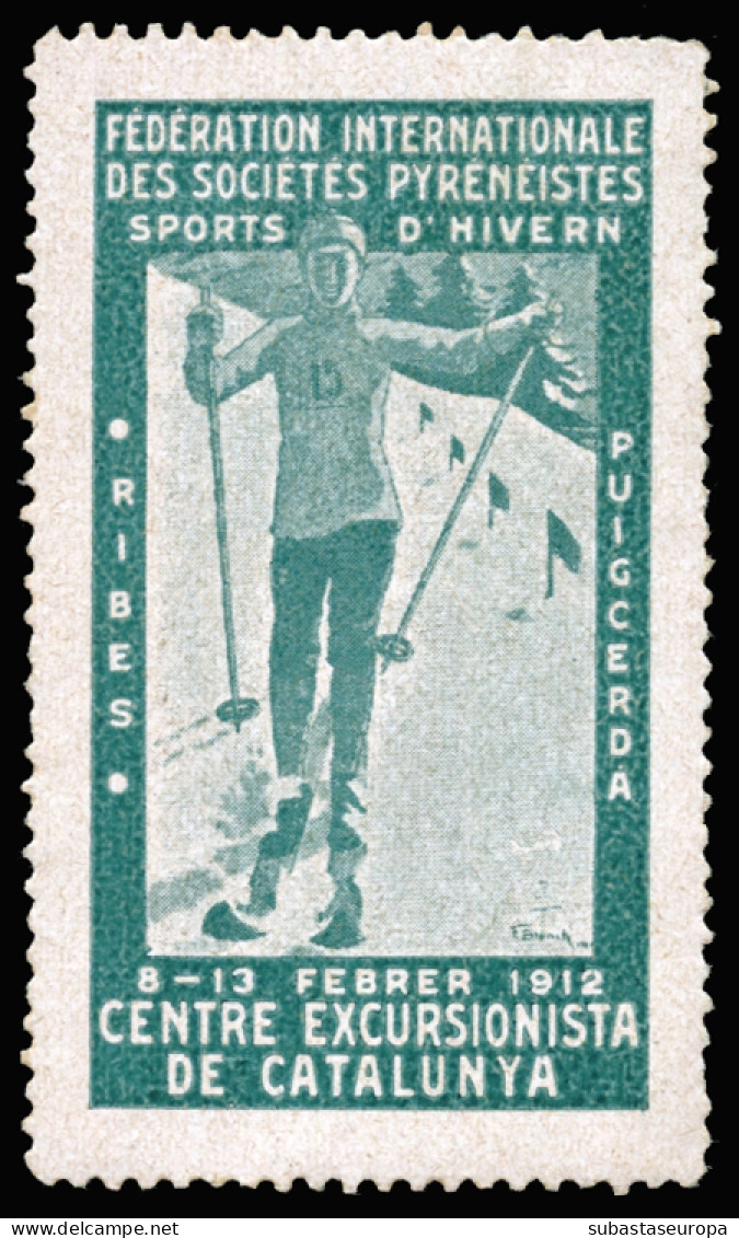 Catalunya. 8-13 Febrer 1912. Centre Excursionista De Catalunya. Fédérations Internationale Des Societés Pyrénéistes. Spo - Verschlussmarken Bürgerkrieg