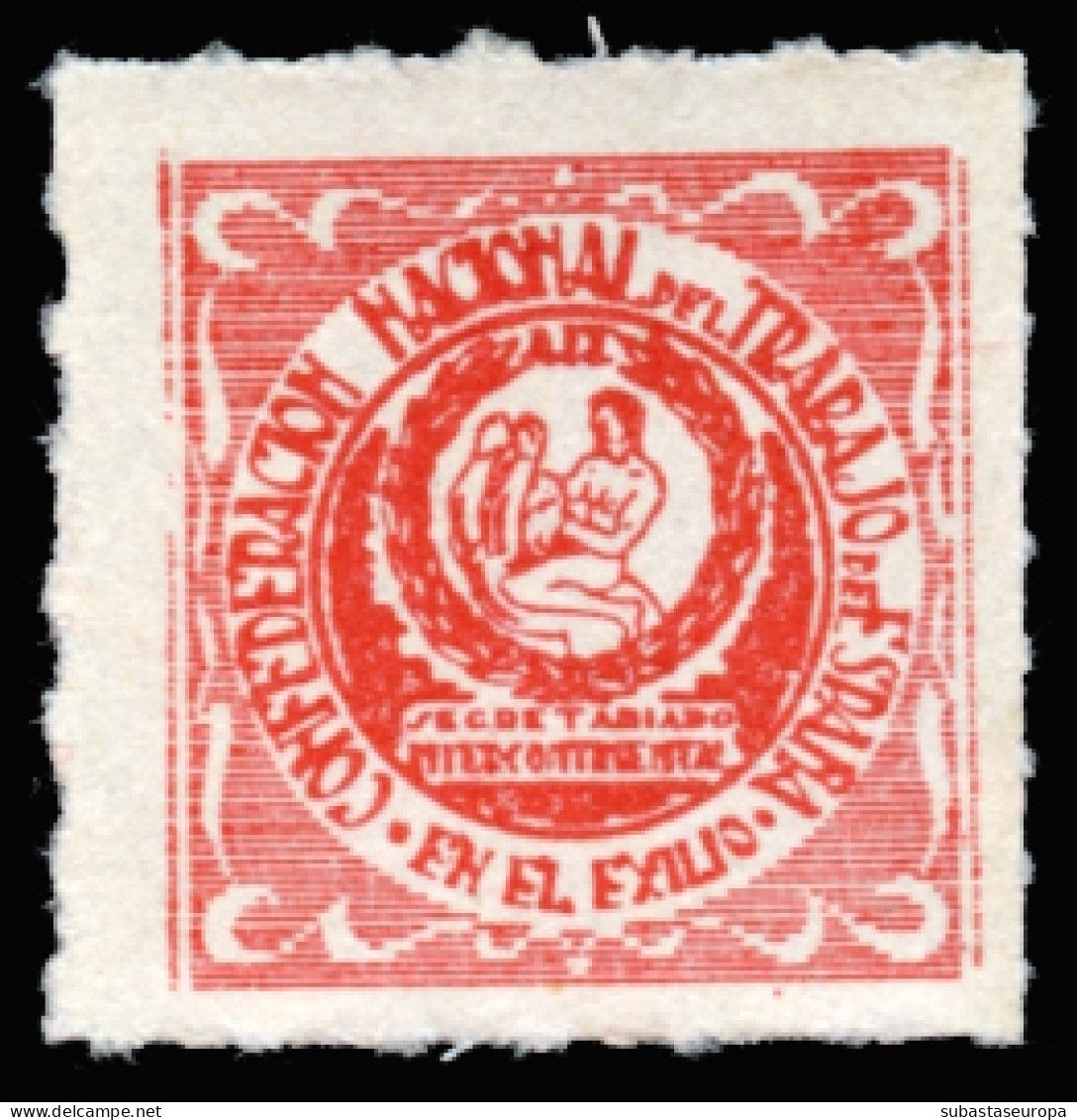 Francia. CNT De España En El Exilio. Secretariado Intercontinental. Sin Valor Facial. Color Rojo. Allepuz Nº 1879. Rara. - Verschlussmarken Bürgerkrieg