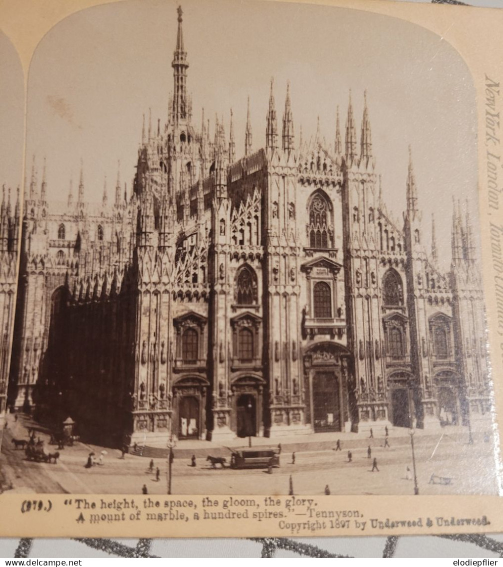 La Cathédrale De Milan, Italie. Underwood Stéréo - Stereoscopes - Side-by-side Viewers