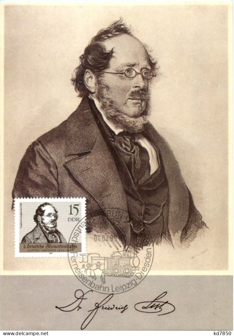 150 Jahre Ferneisenbahn - Dr. Friedrich List - Maximum Card - Personaggi Storici