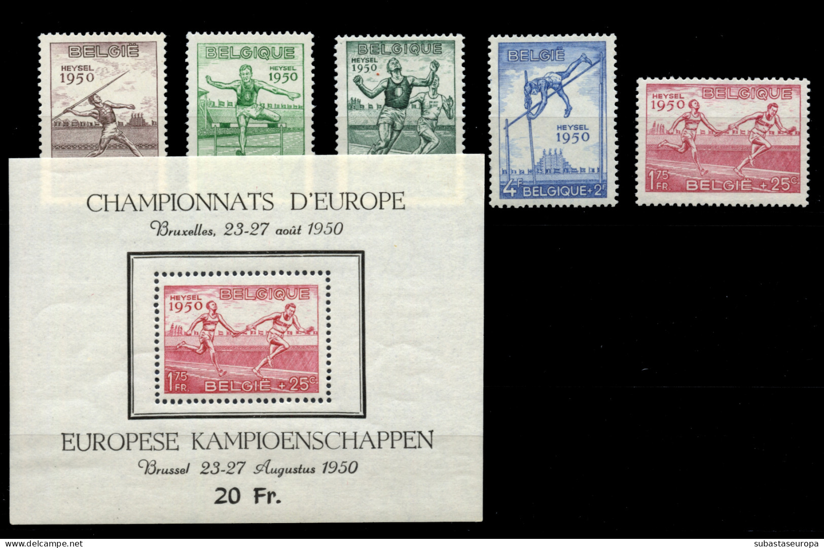 BÉLGICA. ** 827/31 Y H.B. 29. Tema Atletismo. - Unused Stamps