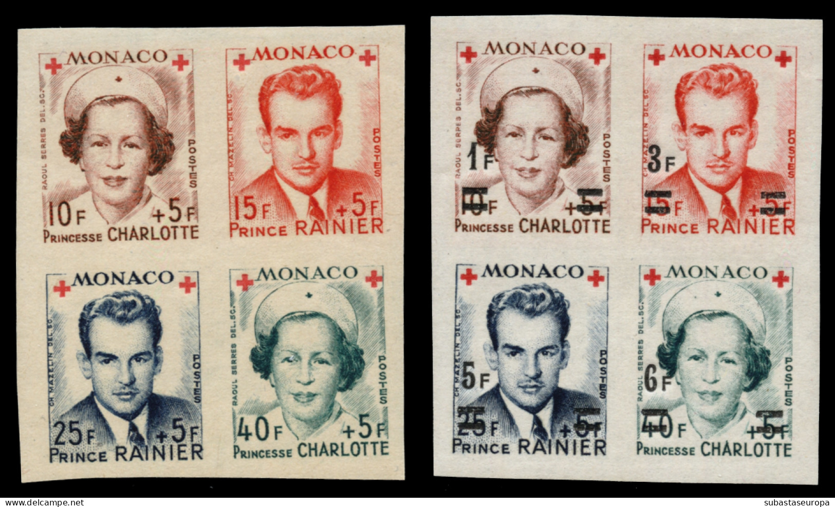 MÓNACO. ** 334A/337B Y 379A/382B. Cruz Roja. Cat. 284 €. - Unused Stamps