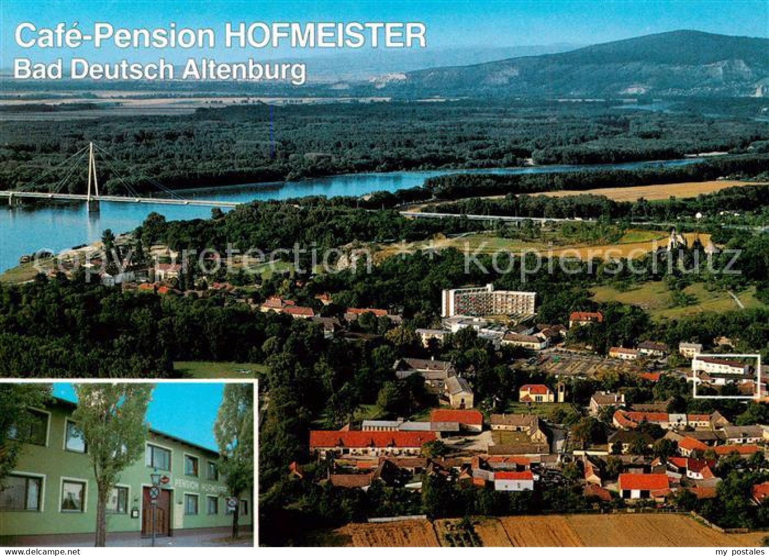73786007 Bad Deutsch-Altenburg Fliegeraufnahme Gesamtansicht U. Cafe-Pension Hof - Otros & Sin Clasificación