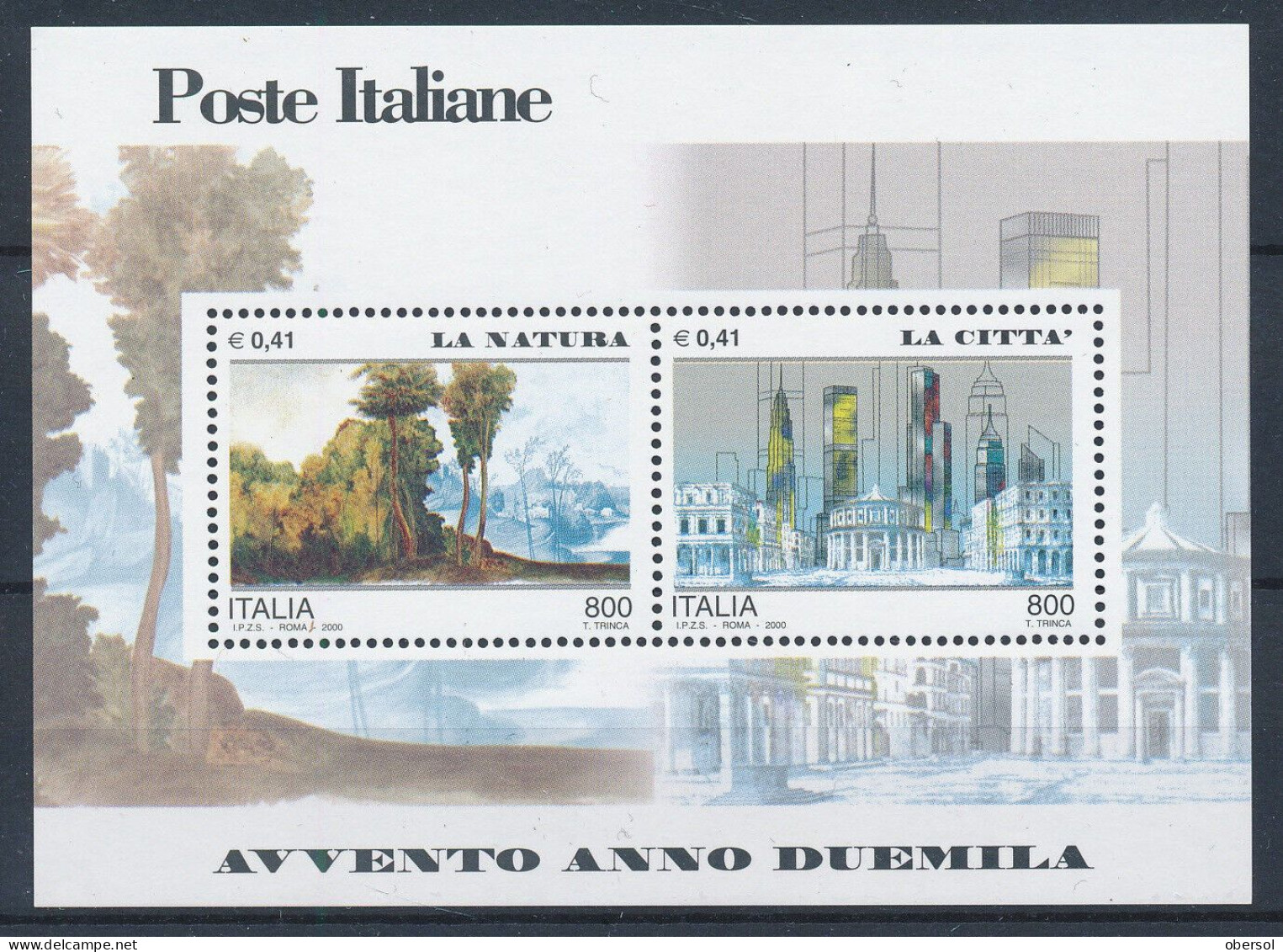 Italy 2000 Art Paintings New Century MNH Sheet - 1991-00:  Nuevos