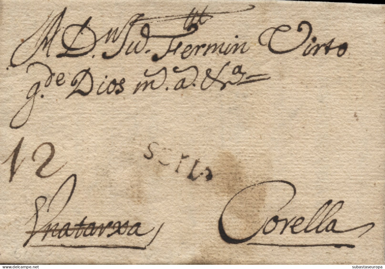 D.P. 3. 1739 (FEB). Carta De Vinuesa A Corella. Marca De Soria Nº 11N. Rara. - ...-1850 Préphilatélie