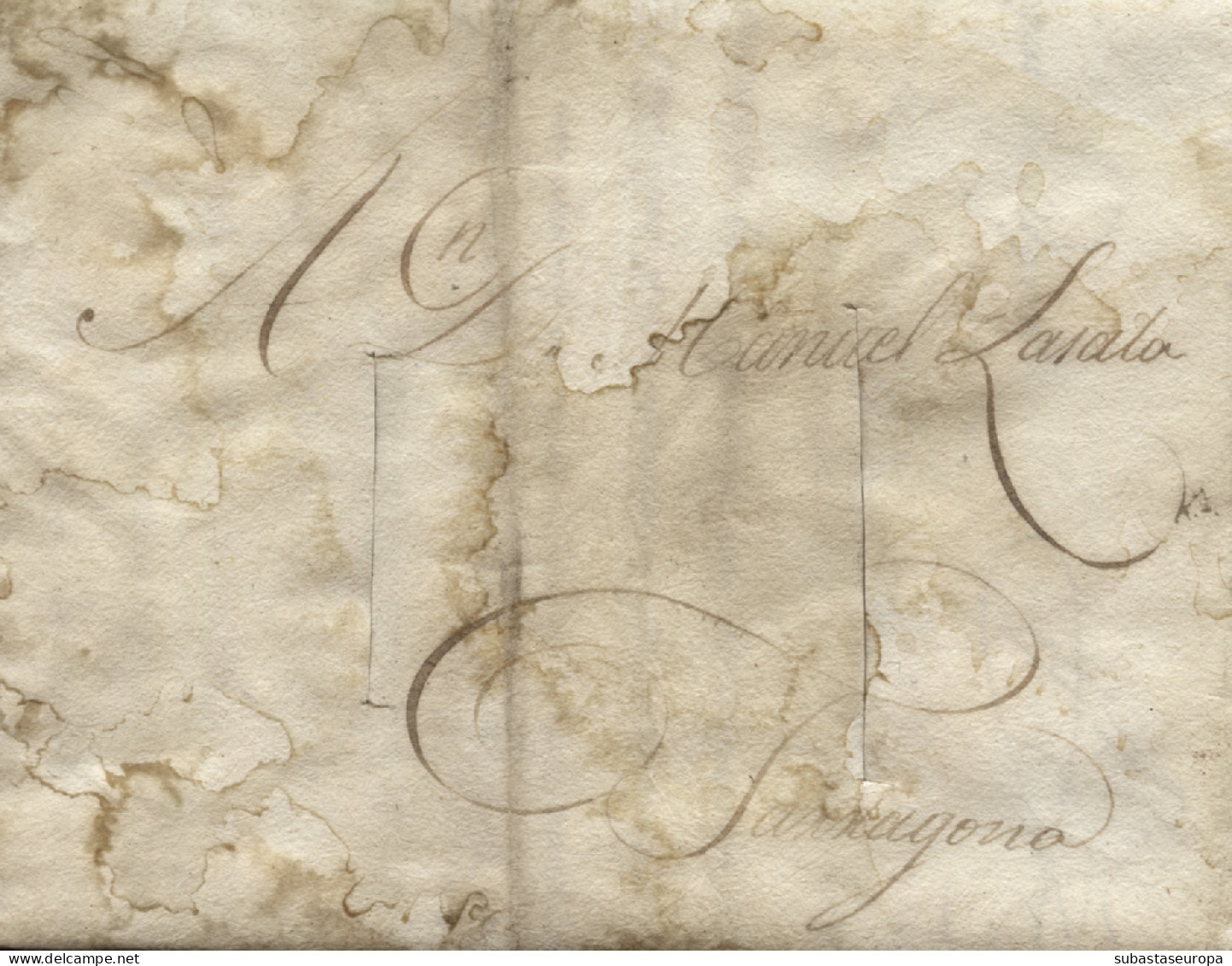 D.P. 5. 1811. Carta De Malta A Tarragona. Cortes De Desinfección Y Manchas De Vinagre. Rarísima. - ...-1850 Prefilatelia