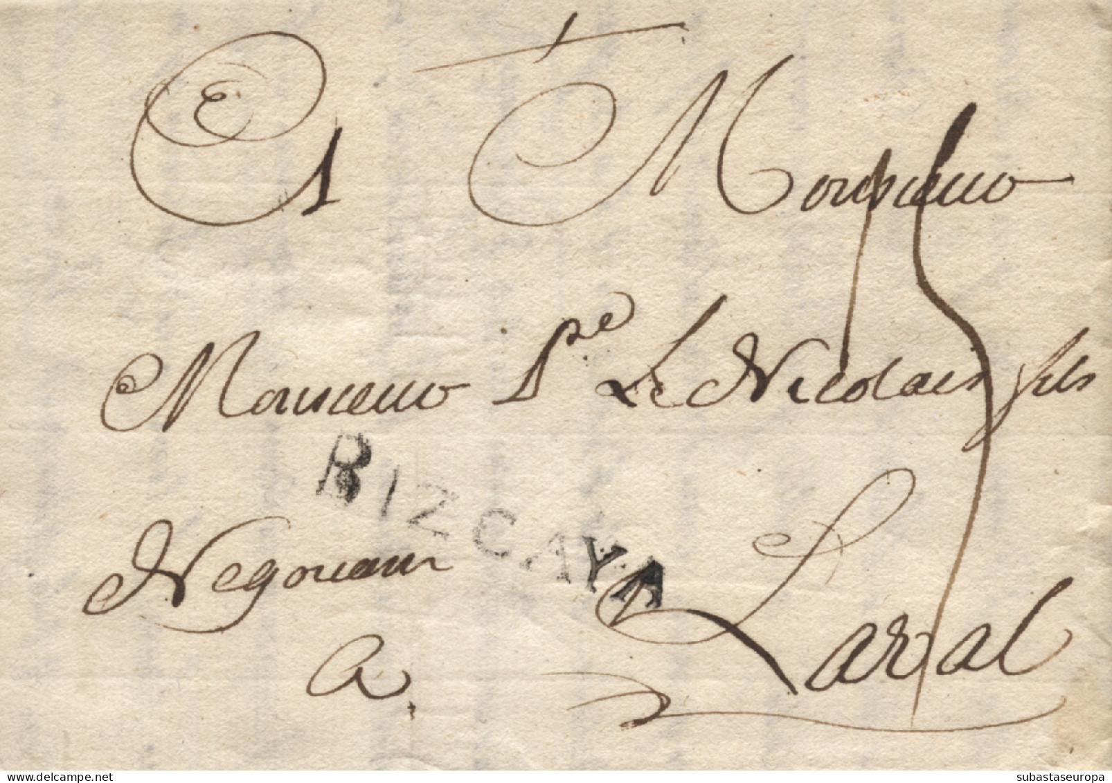 D.P. 11. 1759 (24 ABR). Carta De San Sebastián A Laval (Francia). Marca Nº 7N. Preciosa Y Rara. - ...-1850 Prephilately