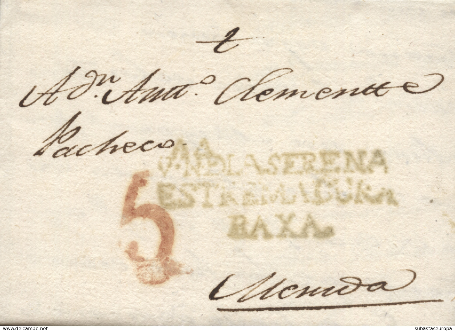 D.P. 13. 1807 (10 FEB). Carta De Villanueva De La Serena A Mérida. Marca Nº 3V. - ...-1850 Voorfilatelie