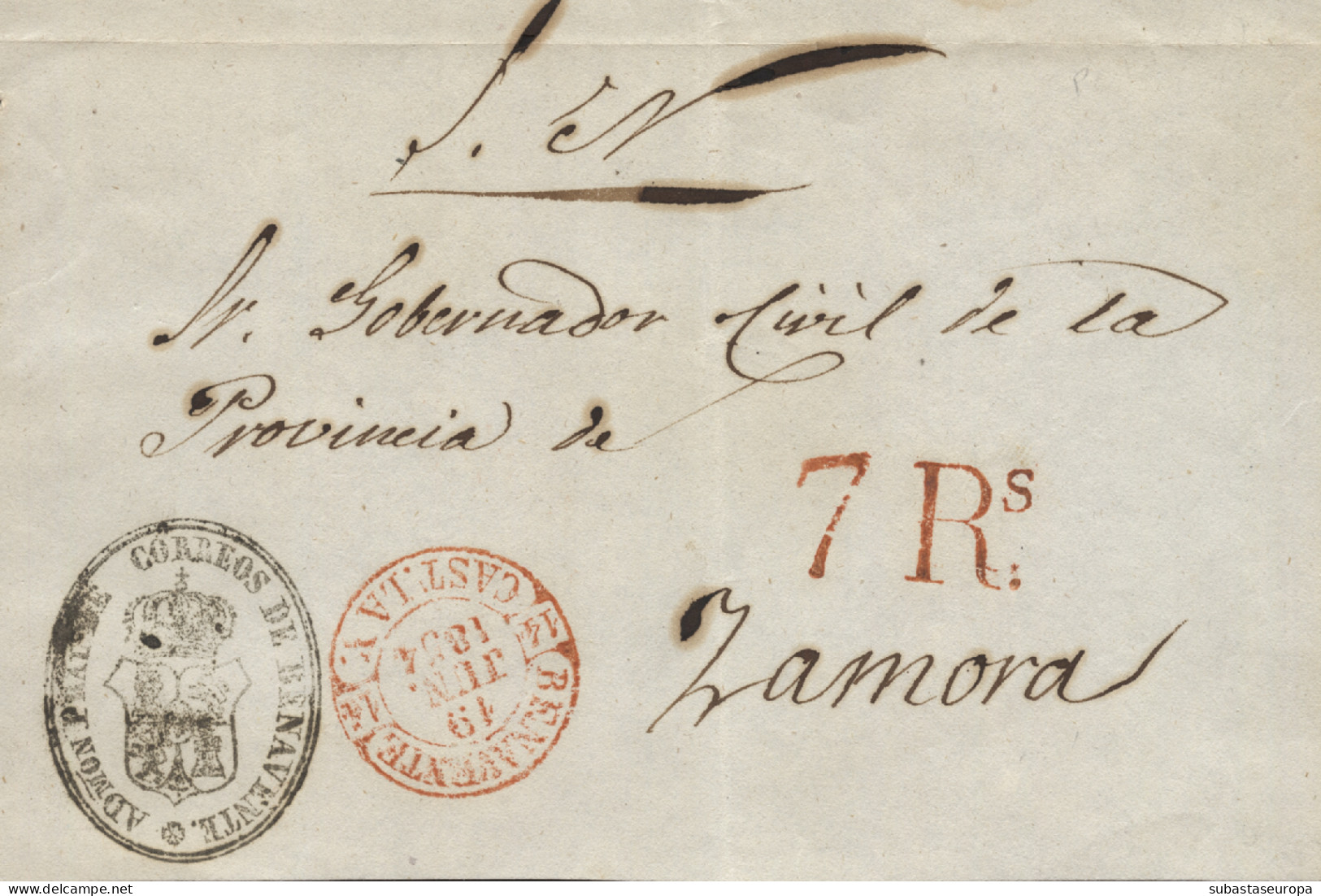 D.P. 14. 1854. Frontal De Benavente A Zamora. Marca Nº 20N Y 9R. Rarísima. Posiblemente única Pieza Conocida. - ...-1850 Prephilately