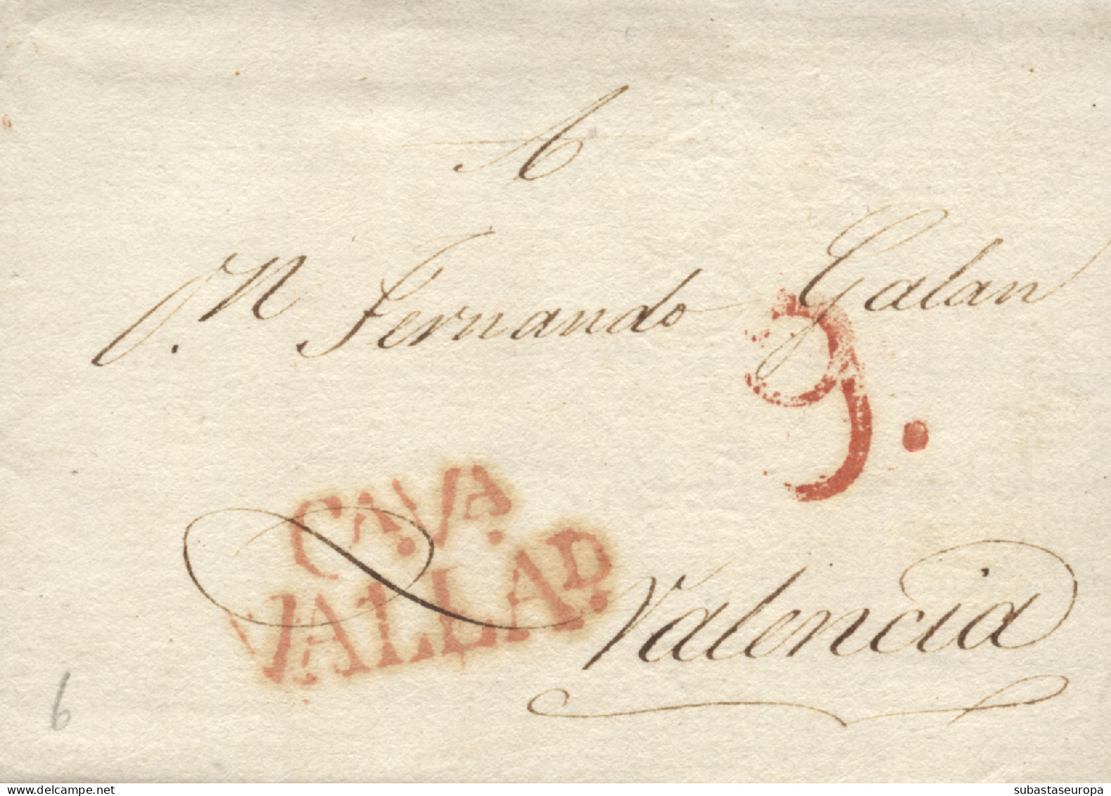 D.P. 14. 1829 (19 AGO). Carta De Valladolid A Valencia. Marca Nº 21R. - ...-1850 Prephilately