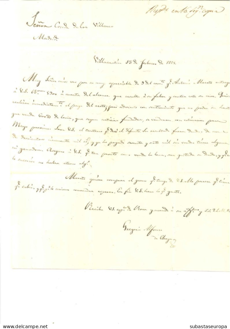 D.P. 14. 1825 (13 FEB). Carta De Villacastín A Madrid. Marca Nº 4R. Lujo. - ...-1850 Vorphilatelie