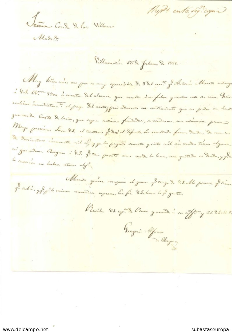 D.P. 14. 1825 (13 FEB). Carta De Villacastín A Madrid. Marca Nº 4R. Lujo. - ...-1850 Prephilately