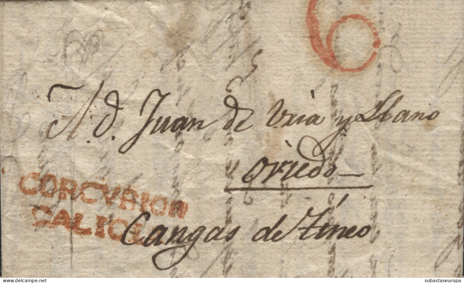 D.P. 16. 1843. Carta De Corcubión A Cangas De Tineo. Marca Nº 3R. Lujo. - ...-1850 Prephilately