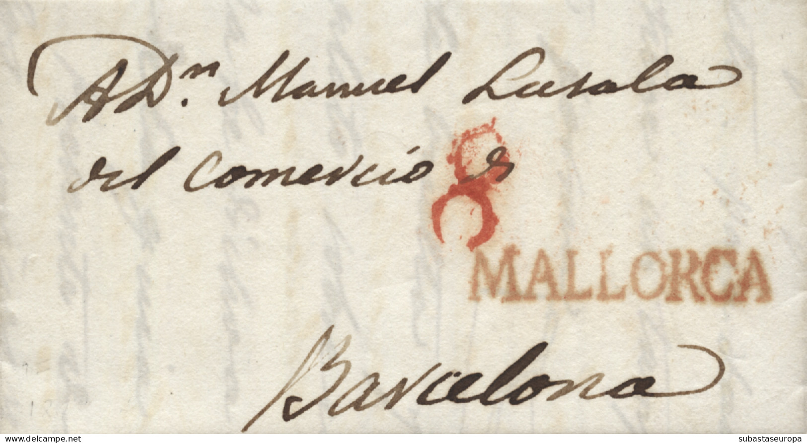 D.P. 28. 1829 (10 MAY). Carta De Palma De Mallorca A Barcelona. Marca Nº 13R. Porteo 8. Lujo. - ...-1850 Prephilately