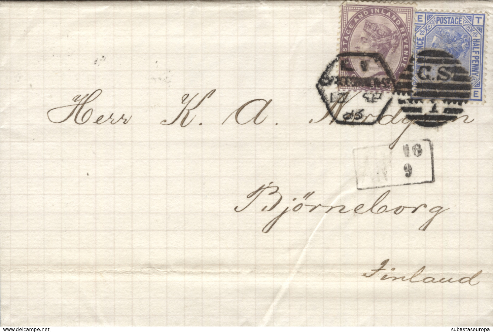 GRAN BRETAÑA. 1883. Carta Circulada De Londres A Björneborg (Finlandia). Matasellos De Llegada Al Dorso. Raro Destino. E - Covers & Documents