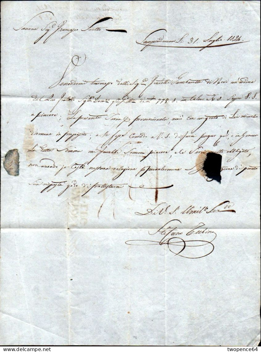 B35 - LETTERA DAGENOVA A SAVONA 1824 - ...-1850 Préphilatélie