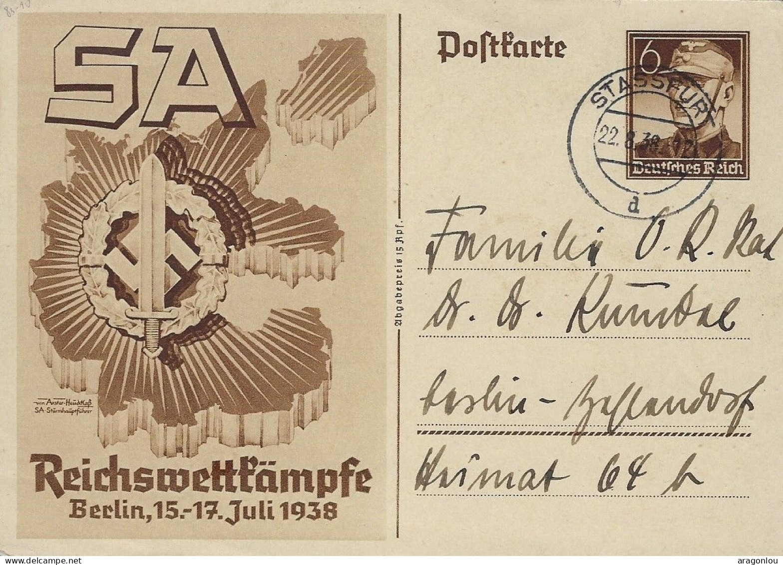 Europa - Deutschland-Drittes Reich - Postkarte  -     1938   Reichsweltkämpfe - Guerra 1939-45