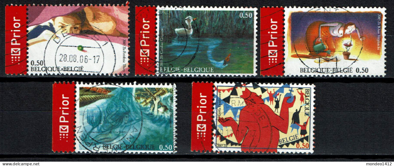 België OBP 3449/53 - Fairytales Anniversary Of The Birth Of H.C. Andersen Complete - Usati