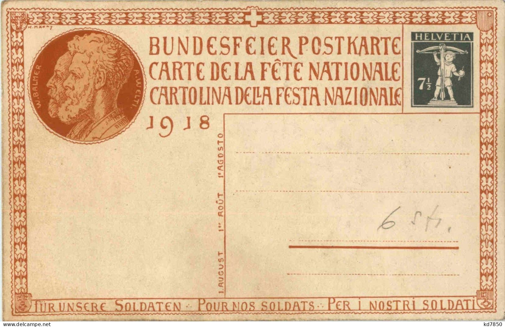 Bundesfeier Postkarte 1918 - Andere & Zonder Classificatie