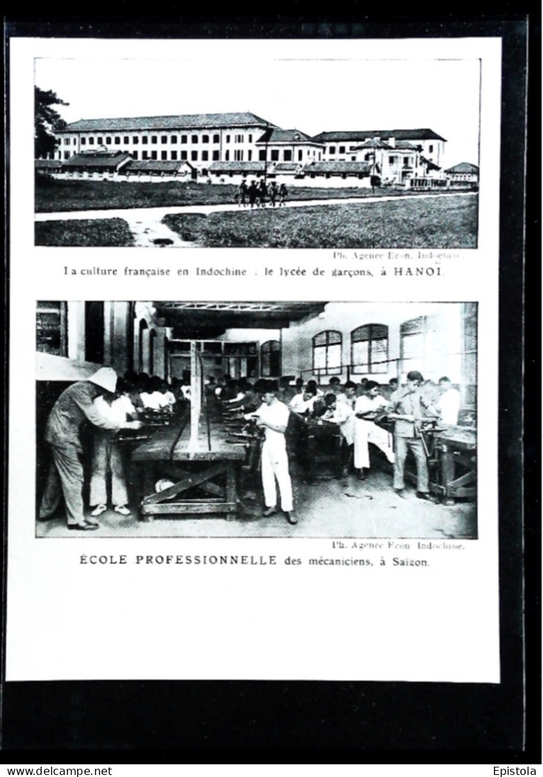 ►1931 SAIGON  & HANOI   - Ecoles Professionnelles Elèves     - Coupure De Presse Originale (Encadré Photo) - Historical Documents