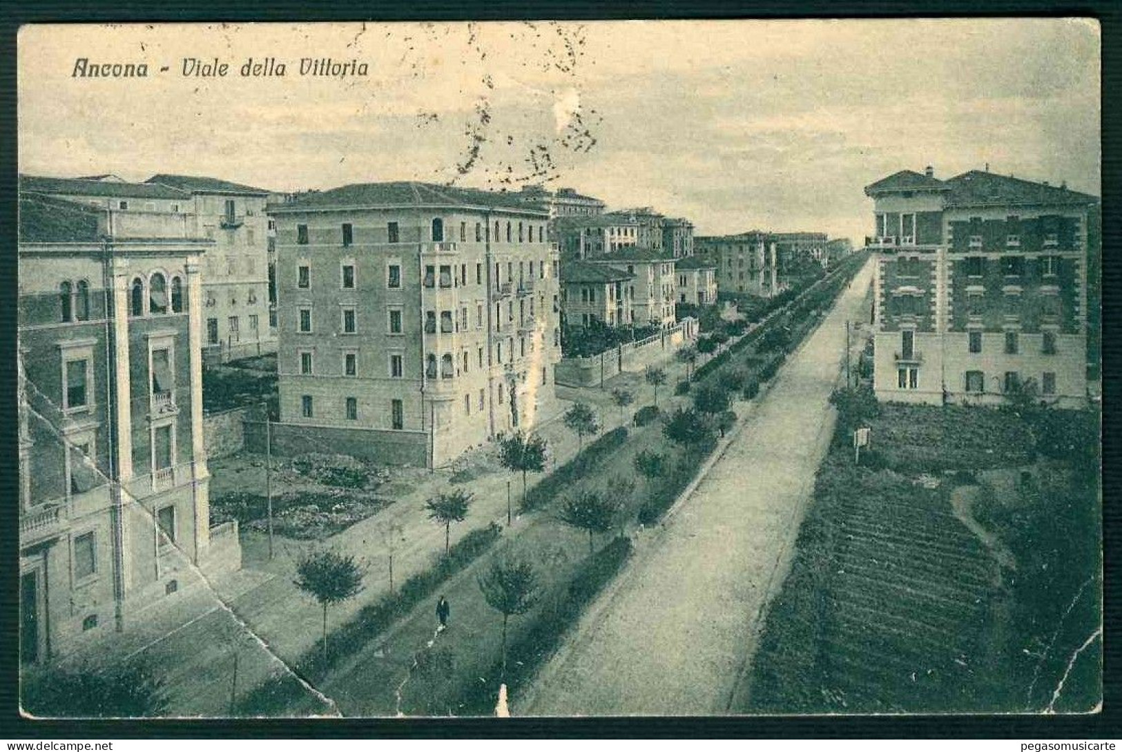 BF088 ANCONA VIALE DELLA VITTORIA - SEGNI DEL TEMPO - PICCOLE PIEGATURE 1927 STORIA POSTALE - Ancona