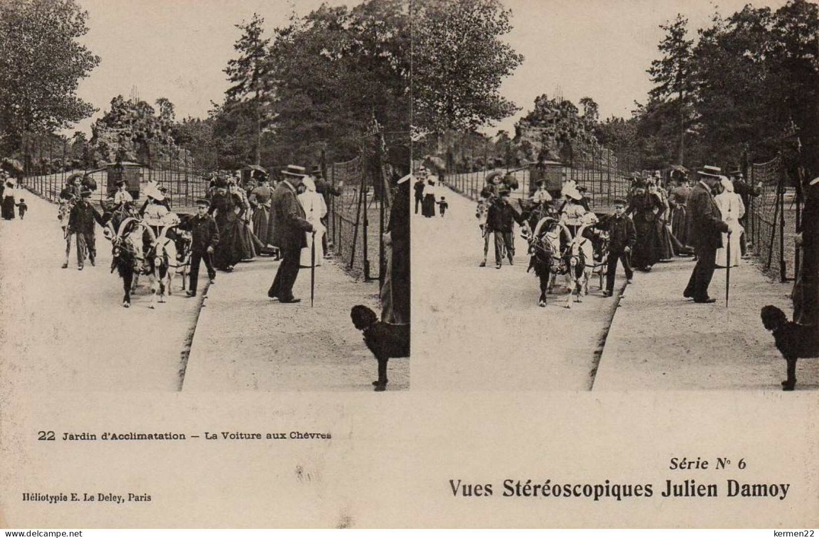 CPA VUES STEREOCOPIQUES JULIEN DAMOY PARIS JARDIN D'ACCLIMATATION LA VOITURE AUX CHEVRES - Parks, Gärten