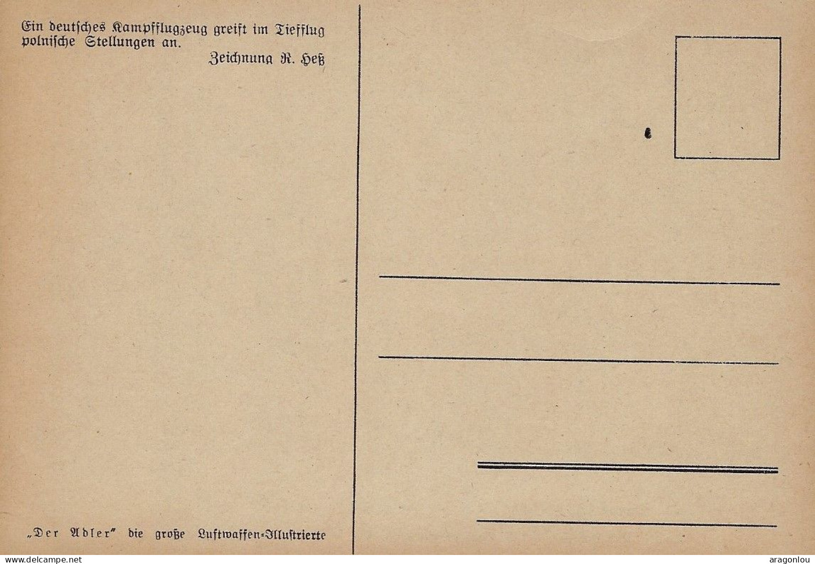 Europa - Deutschland-Drittes Reich - Postkarte  -     Ein Deutsches Kampfflugzeug Greift Im Tiefflug Polnische Stellung - War 1939-45