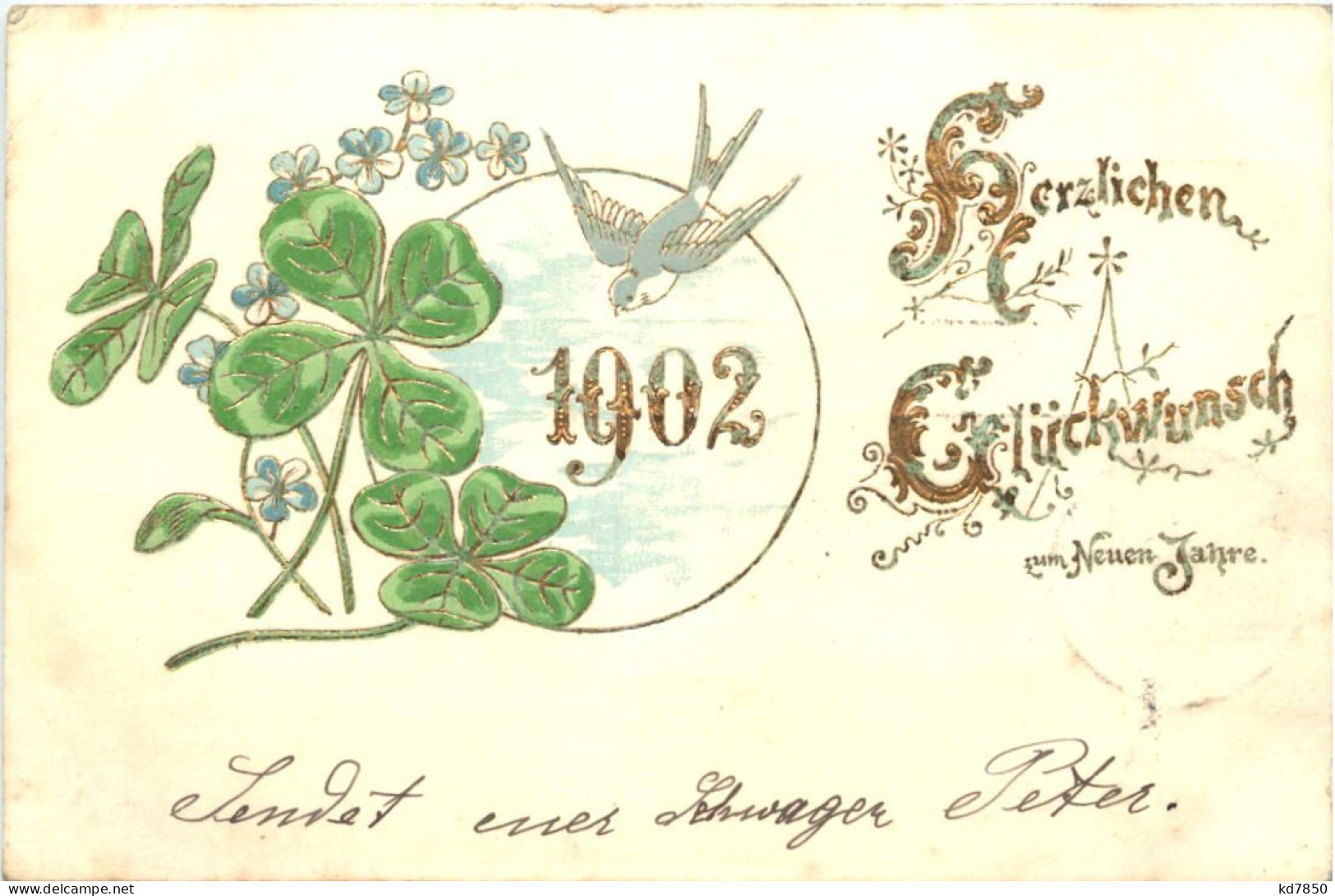 Jahreszahl 1902 - Prägekarte - New Year