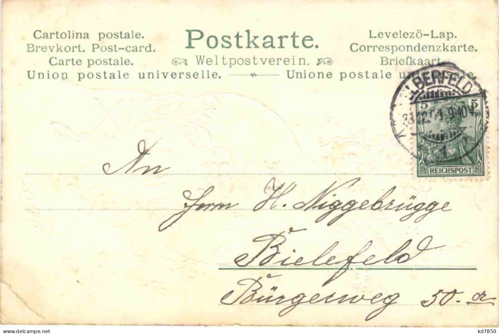 Jahreszahl 1902 - Prägekarte - Nouvel An