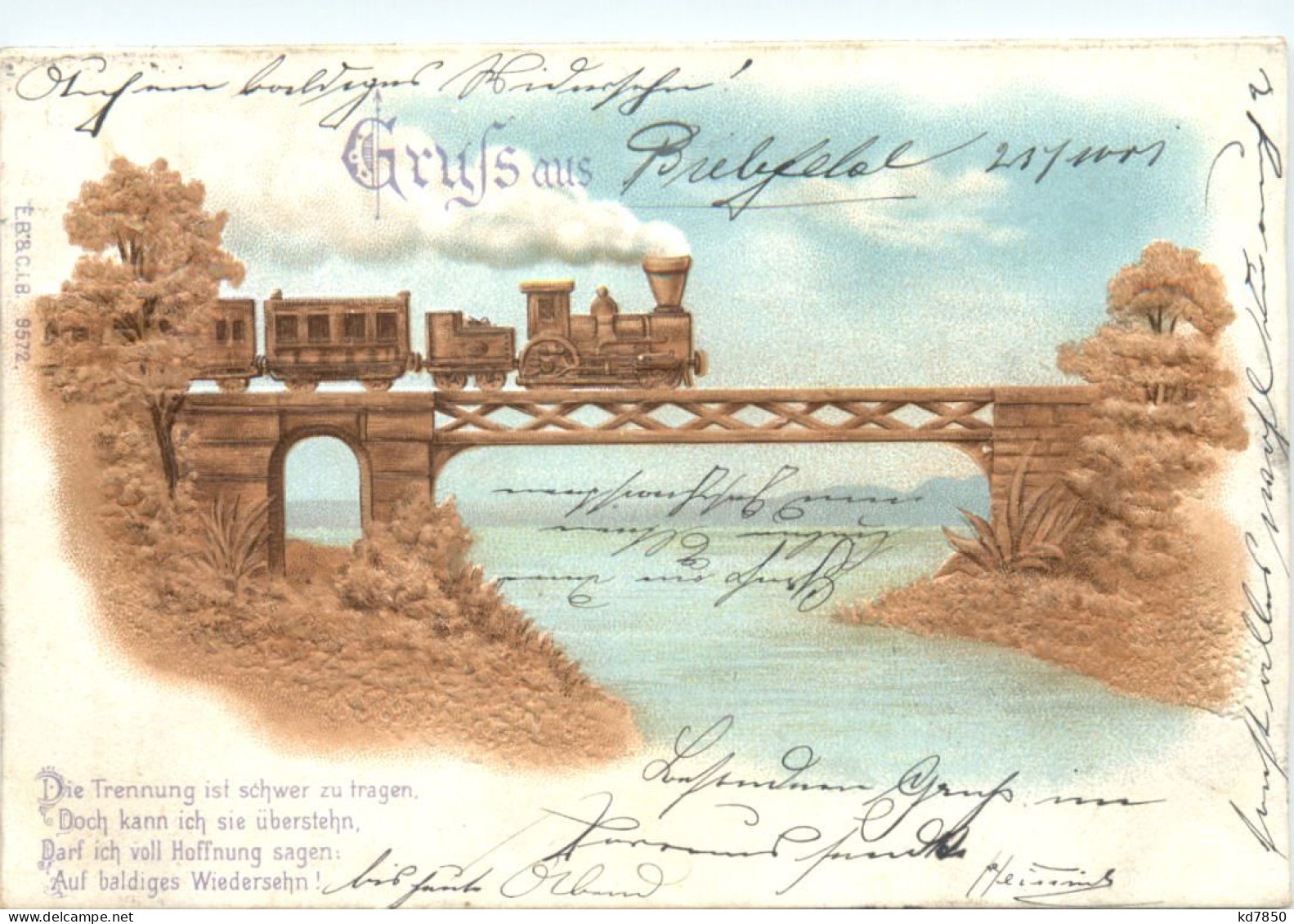 Gruss Aus - Prägekarte Eisenbahn - Gruss Aus.../ Gruesse Aus...