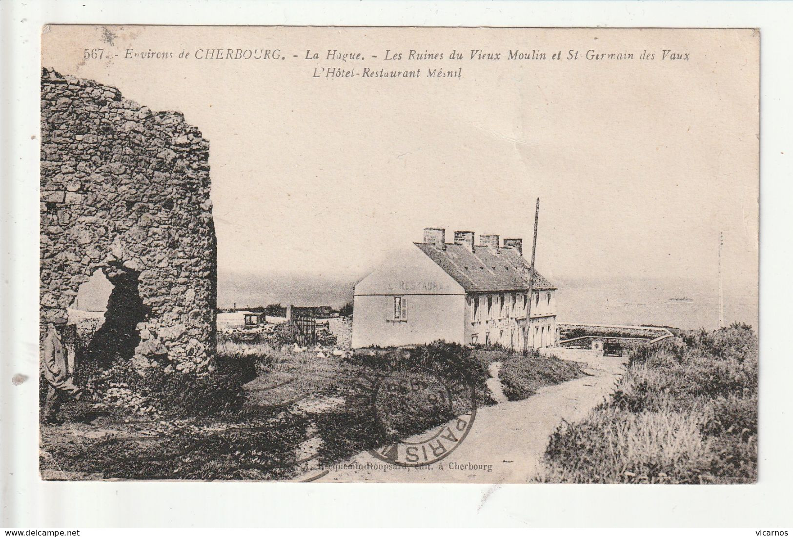 CP 50 LA HAGUE Les Ruines Du Vieux Moulin Sr St Germain Des Vaux L'Hotel Restaurant Mésnil - Autres & Non Classés