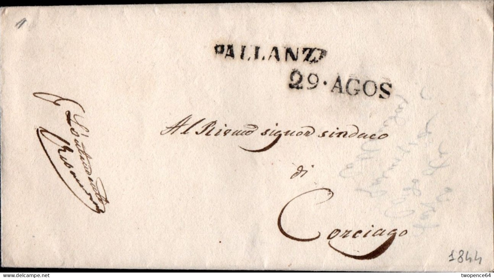 B37 - LETTERA DA PALLANZA A CORCIAGO 1844 - 1. ...-1850 Vorphilatelie