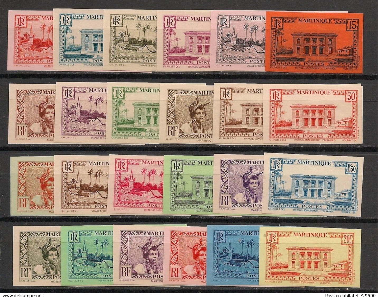 Martinique - 1933-38 - N°Yv. 133 à 154 - Série Complète - Non Dentelé / Imperf. - Neuf */** - MHVF / MNH - Unused Stamps