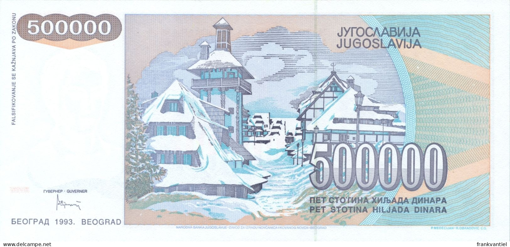 Yugoslavia P-119 500000 Dinara 1993 UNC - Yougoslavie