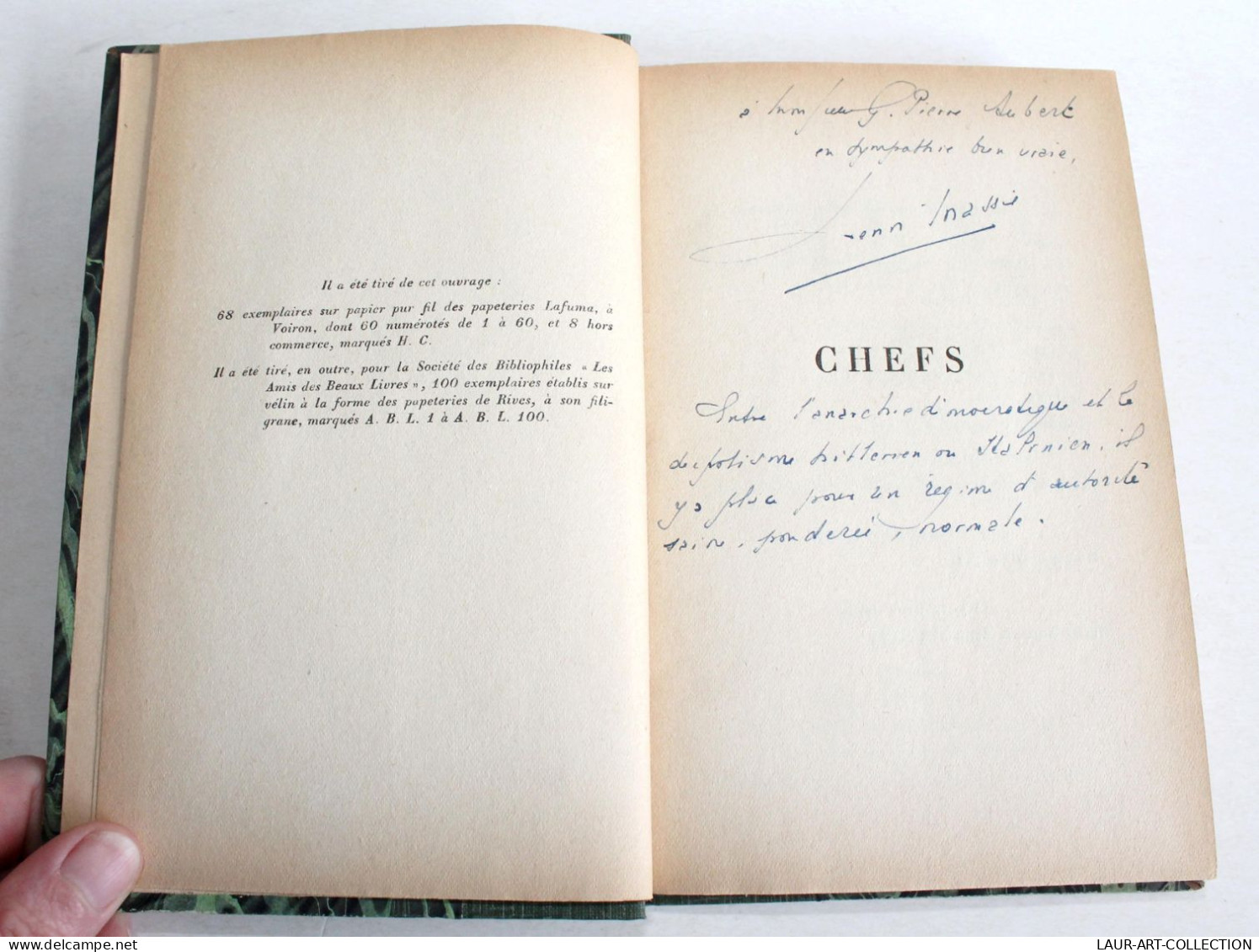 RARE DEDICACE, ENVOI D'AUTEUR HENRI MASSIS ! CHEFS, DICTATURE, FRANCO 1939 PLON / ANCIEN LIVRE XXe SIECLE (2603.118) - Livres Dédicacés