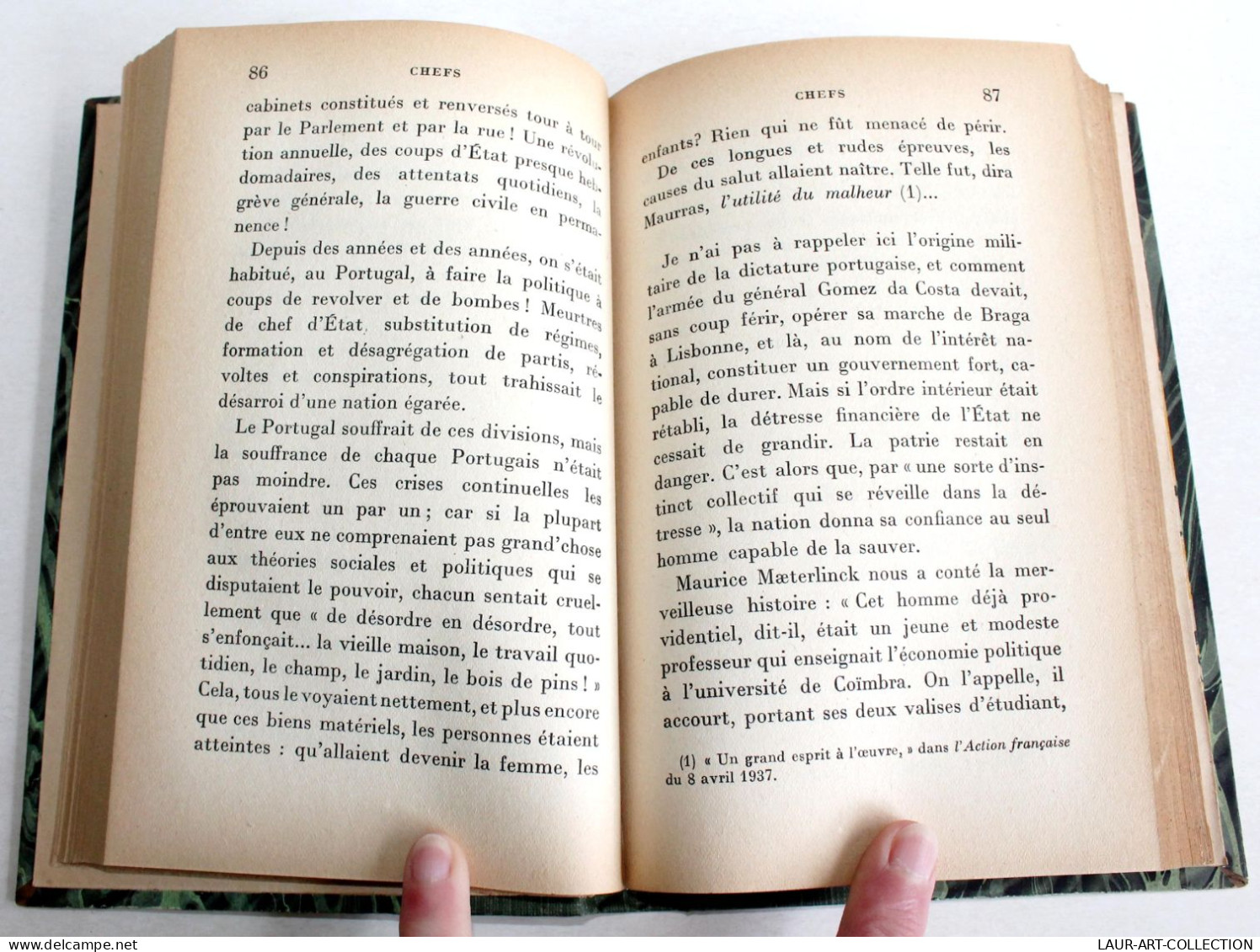 RARE DEDICACE, ENVOI D'AUTEUR HENRI MASSIS ! CHEFS, DICTATURE, FRANCO 1939 PLON / ANCIEN LIVRE XXe SIECLE (2603.118) - Gesigneerde Boeken