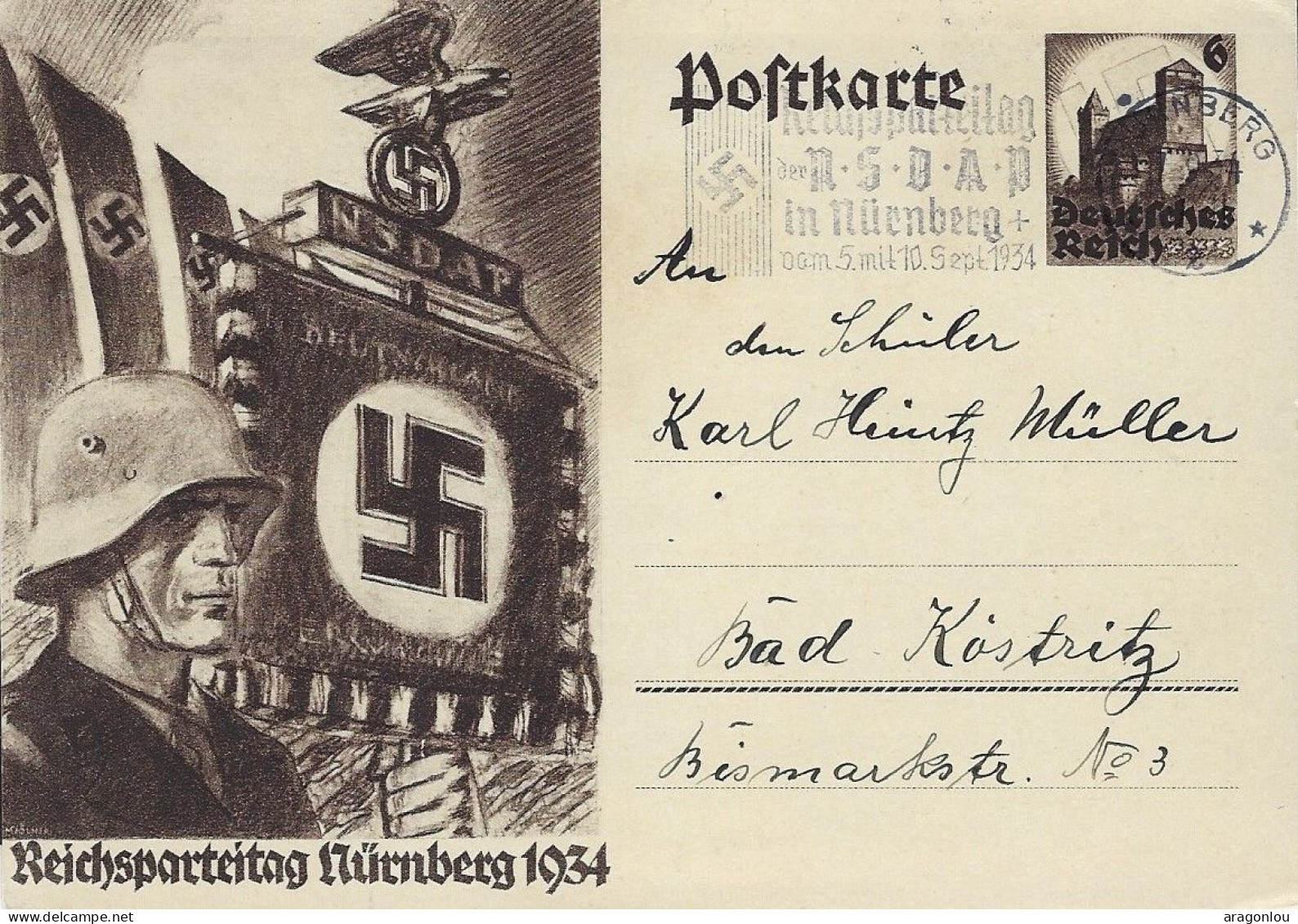 Europa - Deutschland-Drittes Reich - Postkarte  -     Reichsportstag  Nürnberg  1934 - Guerra 1939-45